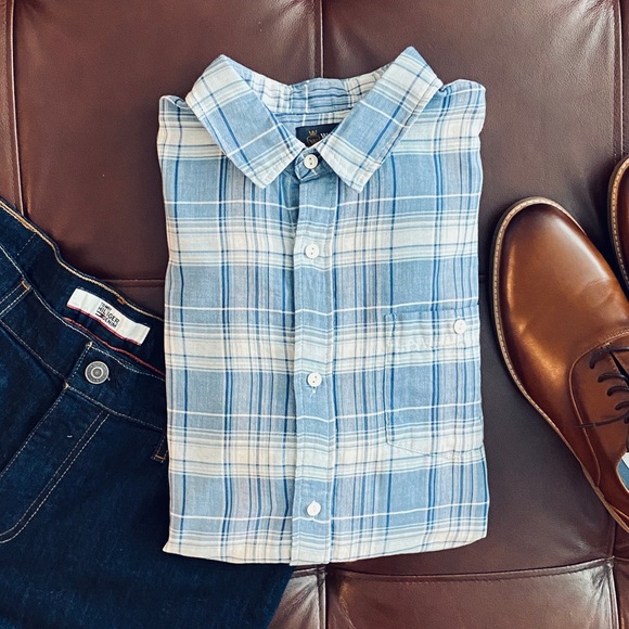 Wallin & Bros Other - Blue White Plaid Wallin & Bros Button-Down Shirt L